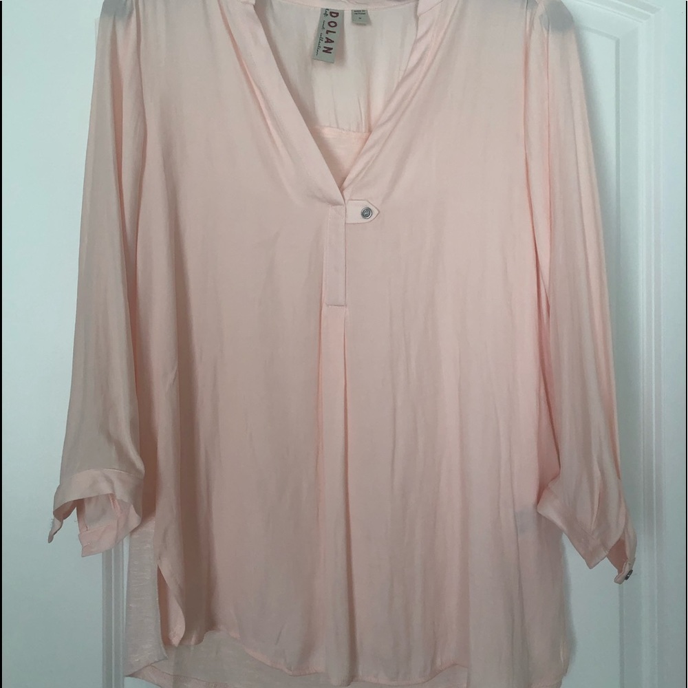 Dolan Anthropologie Pink Vasseur Tab Front Blouse